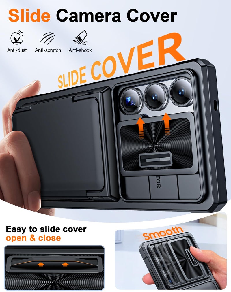 Vizvera for Samsung Galaxy S25 Ultra Case Wallet RFID [Cards Holder][Camera Cover][Edge Raised] Full Body Rugged Shockproof Silicone Protective Phone Case for Galaxy S25 Ultra 6.9" 2025(Black) - Image 5