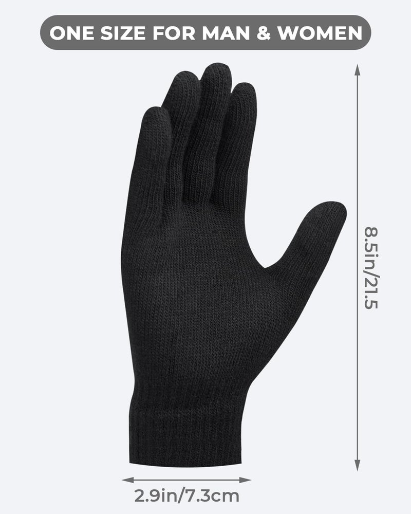 MENOLY 3 Pairs Winter Magic Gloves for Adult Men Women Warm Stretchy Knit Black Gloves One Size Fits Men Women Teens - Image 2