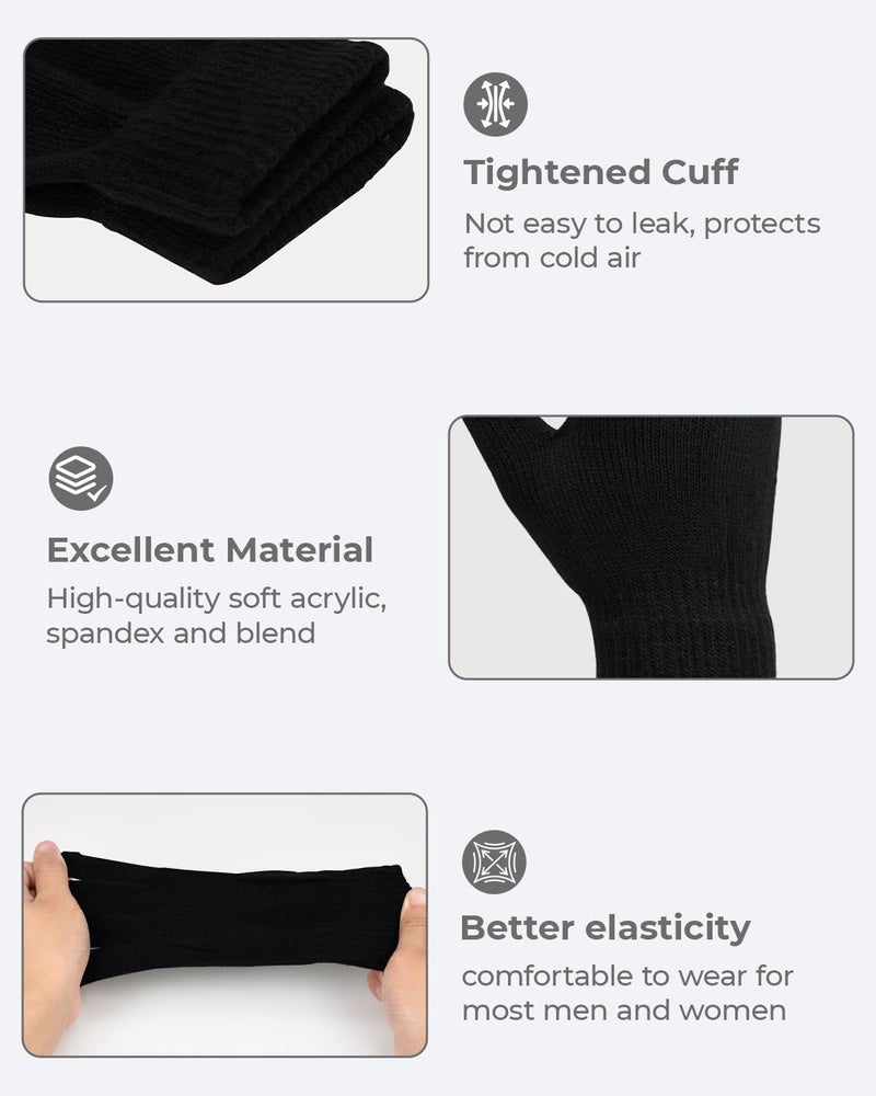 MENOLY 3 Pairs Winter Magic Gloves for Adult Men Women Warm Stretchy Knit Black Gloves One Size Fits Men Women Teens - Image 3
