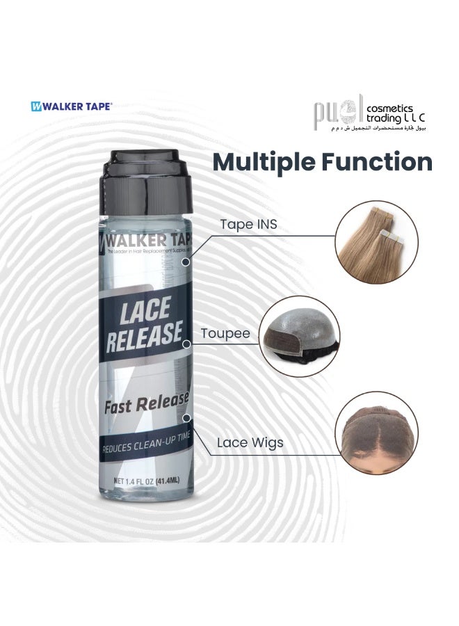 Walker Tape® Lace Release Adhesive Remover 1.4oz – Alcohol-Based Hair System Cleaner for Wigs, Toupees & Mesh Systems – Gentle on Skin, Residue-Free Removal, Professional Wig Care Solution – Safely Removes Lace Wig Tape Adhesive from Delicate Hairpieces & Hair Extensions, Wig Glue Remover Dab - Image 3