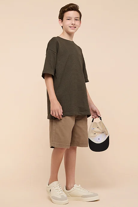 R&B Solid Shorts with Elastic Waist