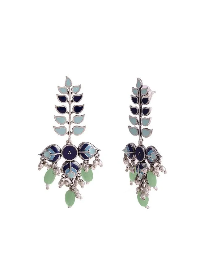 VOYLLA Bagh E Fiza Leaves Long Drop Earrings