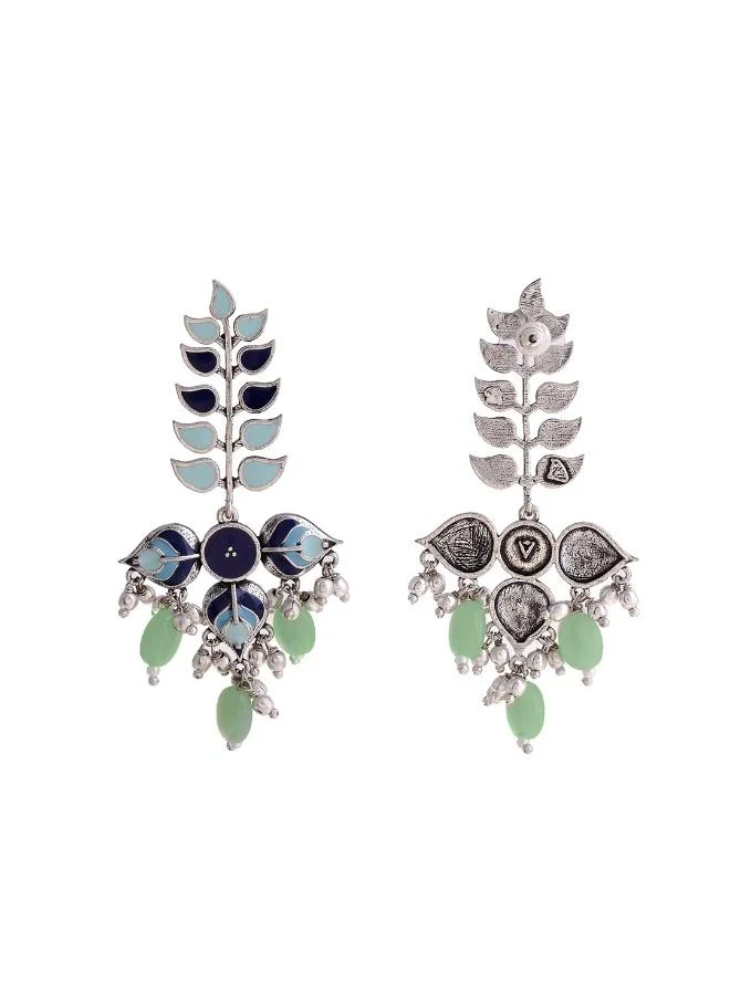 VOYLLA Bagh E Fiza Leaves Long Drop Earrings