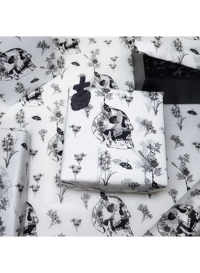 35 Sheets Skull Floral Tissue Paper 20x14 Inch For Gift Wrapping And Party Decor - Image 1