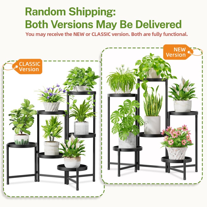 iDavosic.ly 6 Tier Large Plant Stand Indoor with 10 Inch Wide Tray, Tiered Corner Metal Outdoor Flower Display Holder Shelf, Folding Tall Rack for Patio Porch Living Room, Modern Black - Image 2