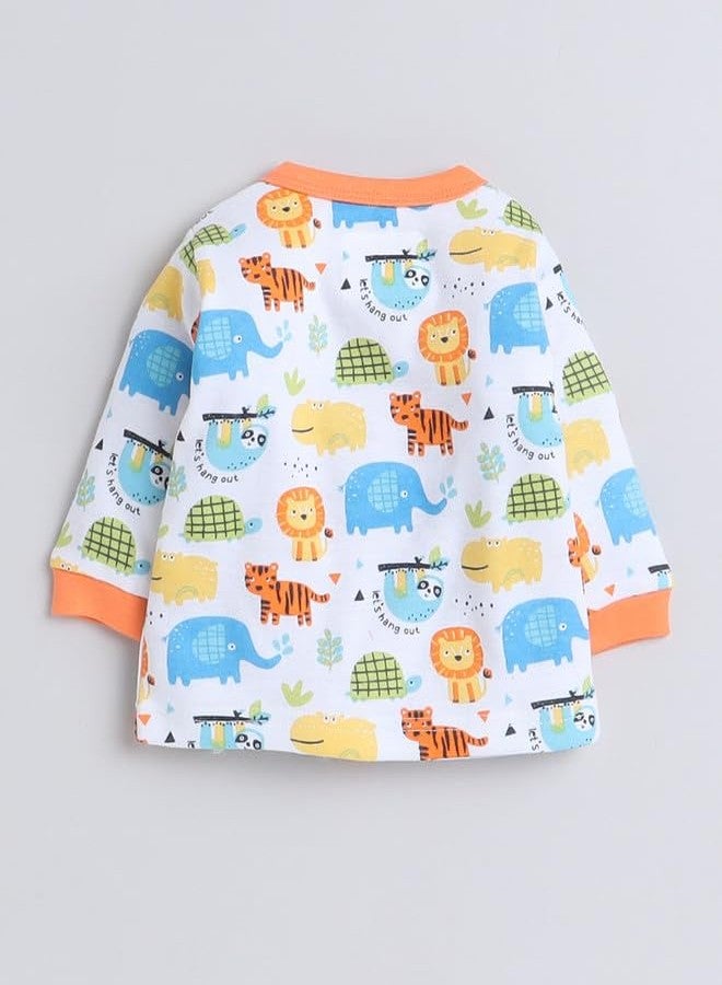 BUMZEE Orange & White Baby Boys Full Sleeves Jabla & Pyjama Set Age - 3-6 Months (Peb8769C-org.wht) - Image 3