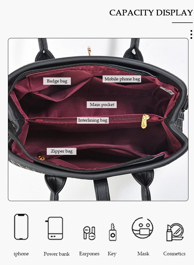 DUNISO Women's Handbag with Removable Shoulder Strap, Soft PU Leather Elegant Tote Bag, Large Capacity Tote Shoulder Bag, Fashion Ladies Satchel Bag for Office Travel Daily - Image 3