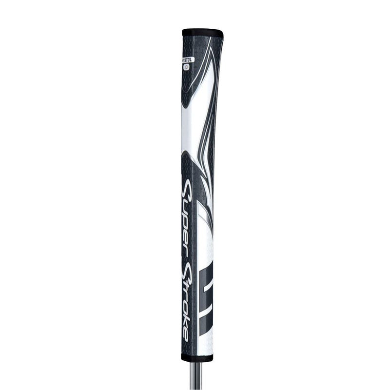Super Stroke SuperStroke Zenergy Pistol 2.0 Golf Putter Grip with No Taper Enhanced SPYNE Technology, New Multi-Zone Texturing and Tech-Port, Grey/White - Image 1