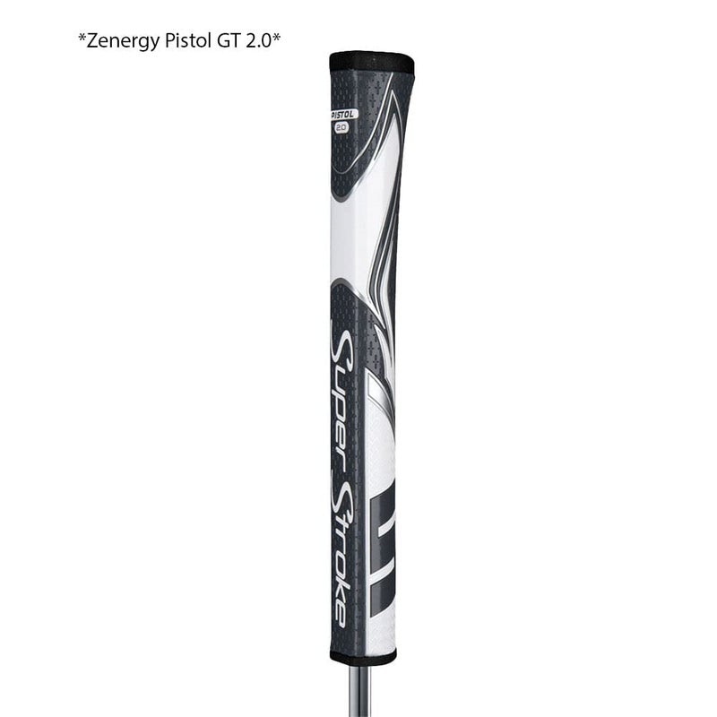 Super Stroke SuperStroke Zenergy Pistol 2.0 Golf Putter Grip with No Taper Enhanced SPYNE Technology, New Multi-Zone Texturing and Tech-Port, Grey/White - Image 2