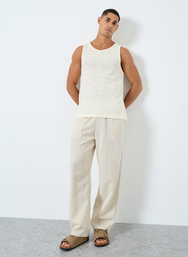 Take Two Styli Solid Relaxed Fit Pants with Drawstring - Image 2