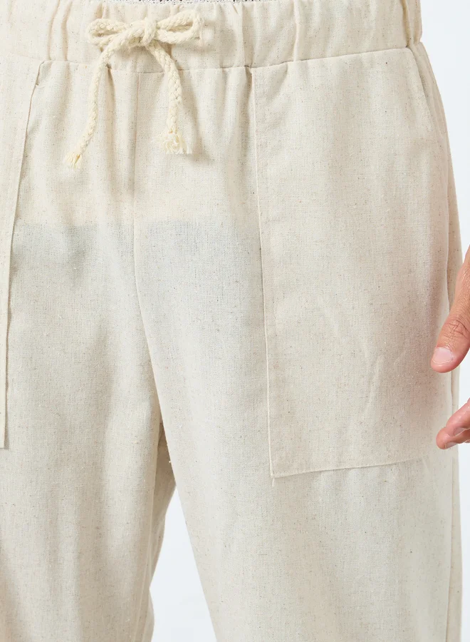 تايك تو Take Two Solid Relaxed Fit Pants with Drawstring