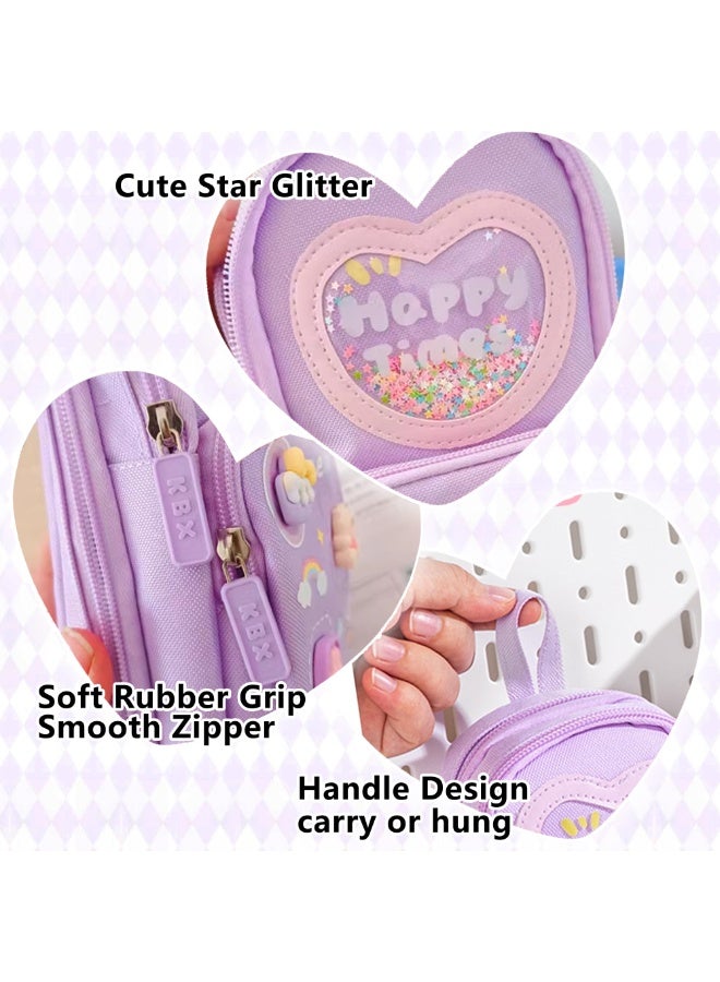 مقلمة كبيرة السعة مع مقصورات للأطفال الصبيان والبنات، منظم أدوات مكتبية لطيف مع مقبض، مقلمة محمولة وحقيبة أقلام للمدرسة والمستلزمات المكتبية - Image 4