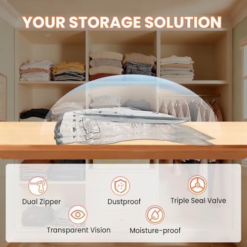 wowtron Space Saver Vacuum Storage Bags with Electric Pump, 18 PCS (6S,6M,4L,2J) Space Saver Vacuum Seal Bags for Clothing, Travel, Bedding, Blanket, Pillow, Comforter - Image 5
