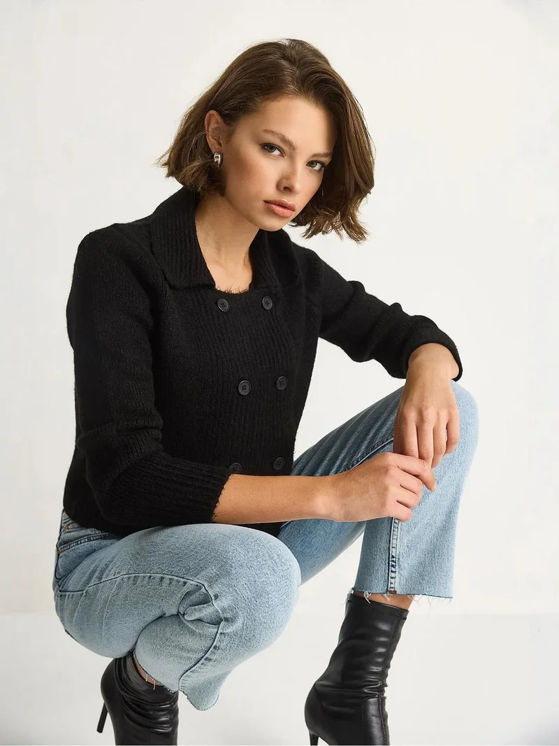 Bianco Lucci LUCCI Ribbed Knitwear Cardigan