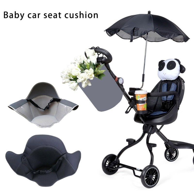 Premium Stroller Cushion Full Wrapping Nonslip Base Machine Washable Polyester Black - Image 3