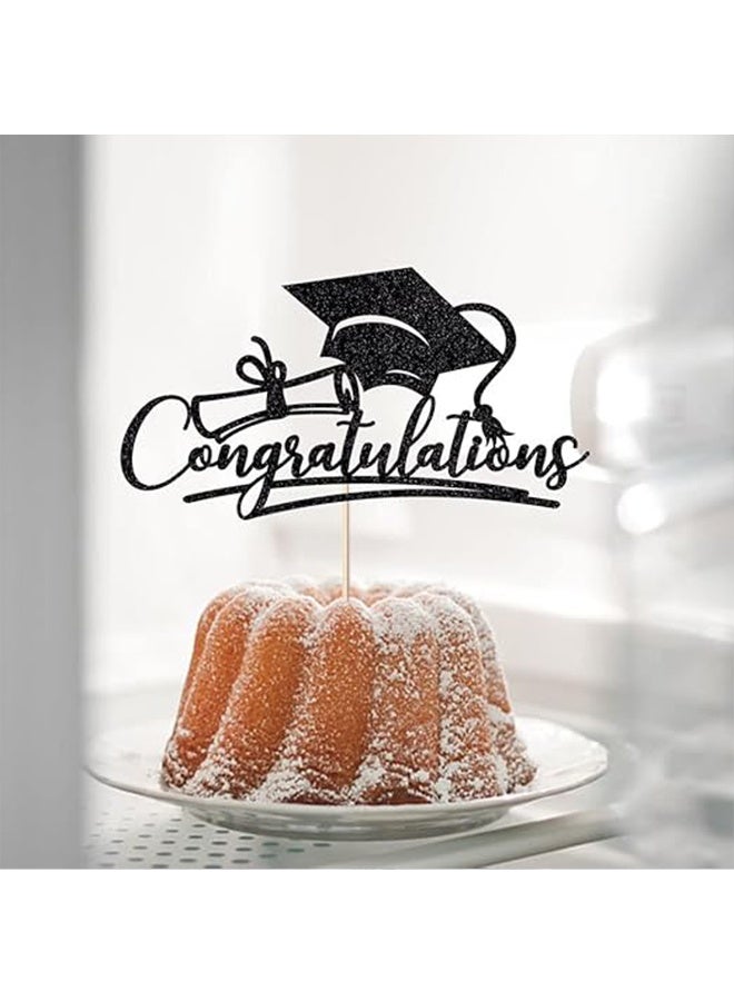 Congratulations Graduation Cake Topper, Congrats Grad Cake Decor for Graduation Parties, Successes and Happy Occasions, High School, College and Senior Graduation Party Decorations Supplies, Black  - Image 4