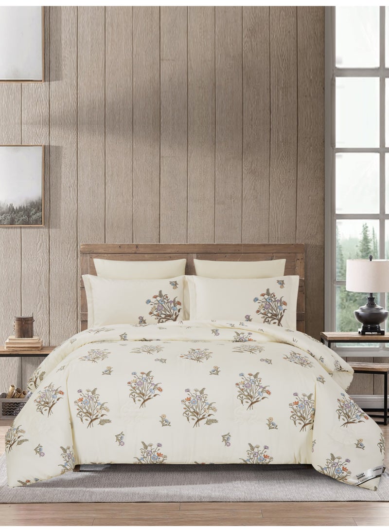 Doona Printed 4-Pcs Queen Comforter Bedding Set Fits 160x200cm -Includes Comforter, Fitted Sheet, Pillow Shams & Pillowcases – Soft Microfiber Fabric with Soft 350 GSm Filling - Image 1