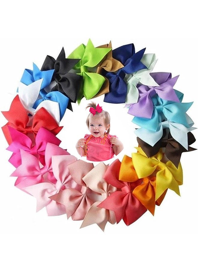 Muyixin - 20pcs Baby Girls Hair Bows Alligator Clips Ribbon Pinwheel Hair Barrettes for Babies Kids Toddlers  3 Inch - Image 1