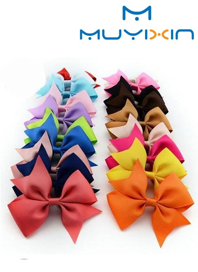 Muyixin - 20pcs Baby Girls Hair Bows Alligator Clips Ribbon Pinwheel Hair Barrettes for Babies Kids Toddlers  3 Inch - Image 1