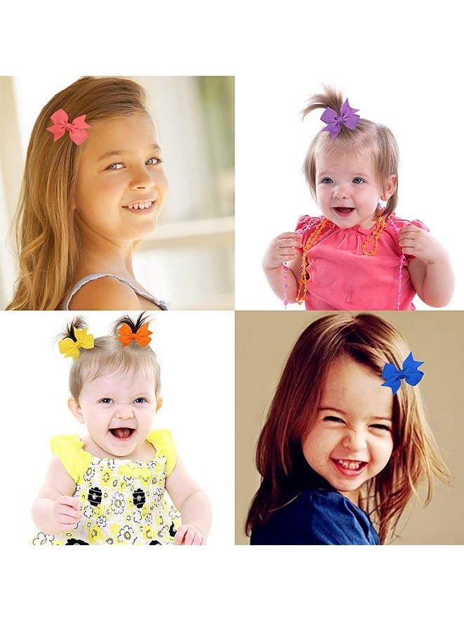 Muyixin - 20pcs Baby Girls Hair Bows Alligator Clips Ribbon Pinwheel Hair Barrettes for Babies Kids Toddlers  3 Inch - Image 1