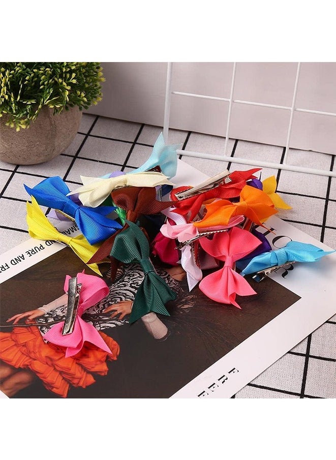Muyixin - 20pcs Baby Girls Hair Bows Alligator Clips Ribbon Pinwheel Hair Barrettes for Babies Kids Toddlers  3 Inch - Image 1