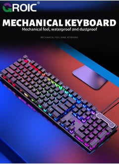 GROIC 104 Keys Gaming Keyboard and Mouse Combo with RGB Computer Keyboard, All-Metal Panel, Waterproof Light Up PC Keyboard, USB Wired Keyboard Gaming for MAC Xbox PC Gamer  - Image 2