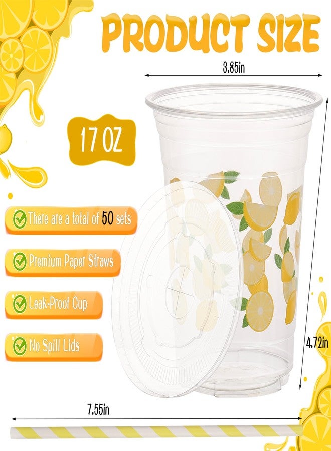 Foxtell Lemonade Stand Supplies Include 8.5L Plastic Drink Dispenser with Spigot 50 Sets Lemonade Cups with Lids and Paper Straws,17oz Disposable Iced Coffee Plastic Cup for Water Juice - Image 3