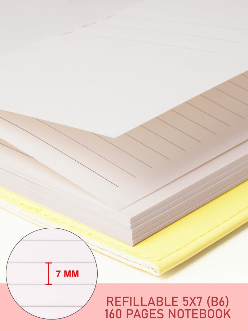 DOODLE Refillable Journal with Elastic Band Closure, Flower Pendant and Card Storage | Ultra Soft PU Leather Jacket | B6, 160 Pages Notebook - Daisy Bloom - Image 5