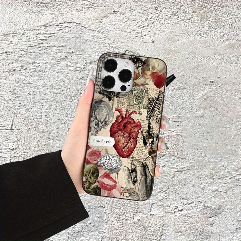 غلاف هاتف لـ iPhone 7 Plus و 8 Plus ألوان متنوعة 1 تصميم ممتع على شكل تشريح للقلب مقاوم للصدمات والسقوط ومضاد لبصمات الأصابع حماية كاملة للعدسة - Image 4