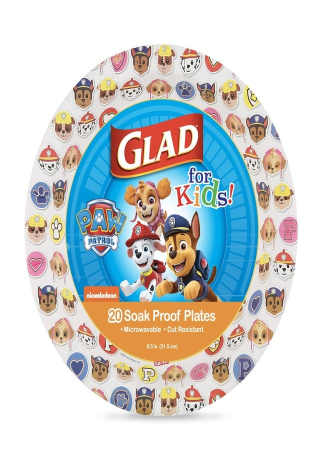 Glad for Kids Paw Patrol Emoji Paper Plates, 20 Count, 8.5 Inches | Paw Patrol Plates for Kids | Heavy Duty Disposable Soak Proof Microwavable Paper Plates for All Occasions - Image 1