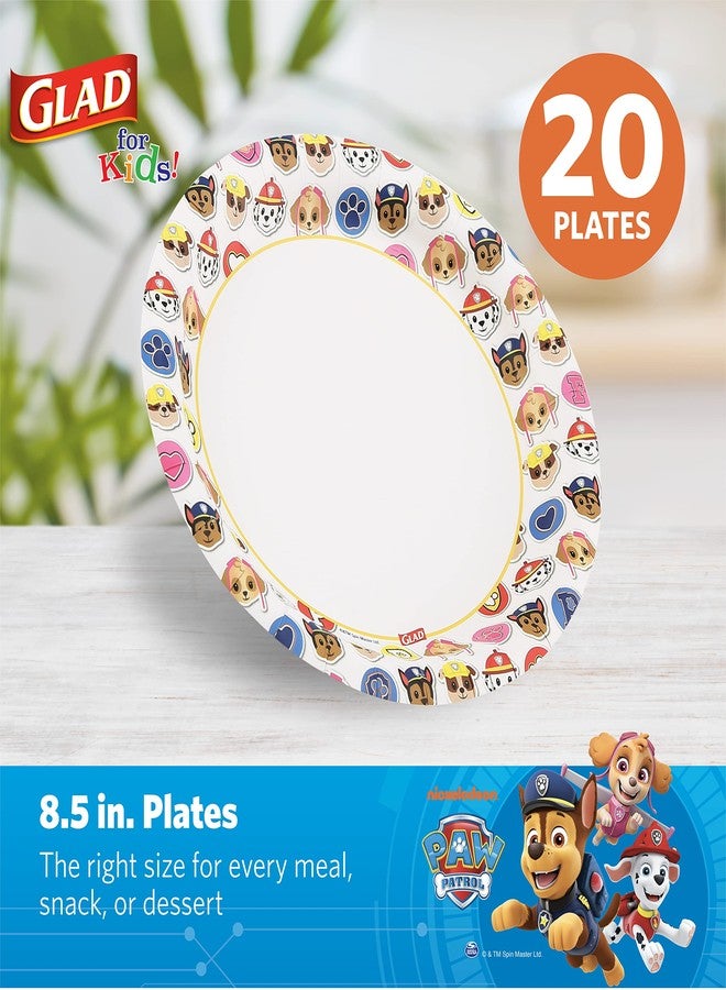 Glad for Kids Paw Patrol Emoji Paper Plates, 20 Count, 8.5 Inches | Paw Patrol Plates for Kids | Heavy Duty Disposable Soak Proof Microwavable Paper Plates for All Occasions - Image 2