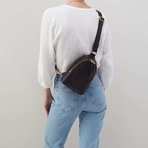 HOBO Fern Leather Hands-Free Sling Bag with Adjustable Strap, Fashionable Style, Room for Wallets and Essentials - Perfect for Traveling, Black - Image 3