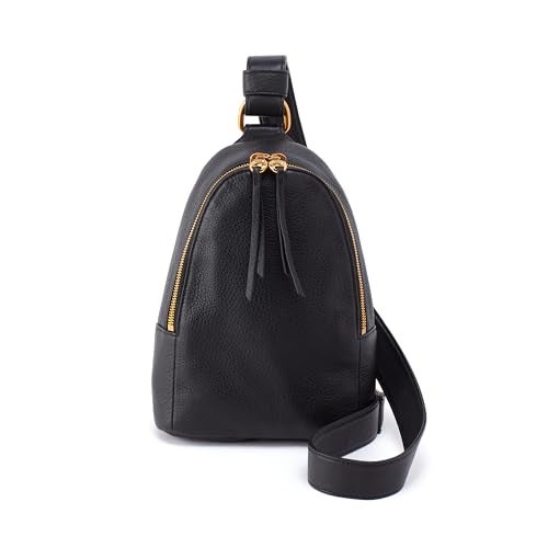 HOBO Fern Leather Hands-Free Sling Bag with Adjustable Strap, Fashionable Style, Room for Wallets and Essentials - Perfect for Traveling, Black - Image 1