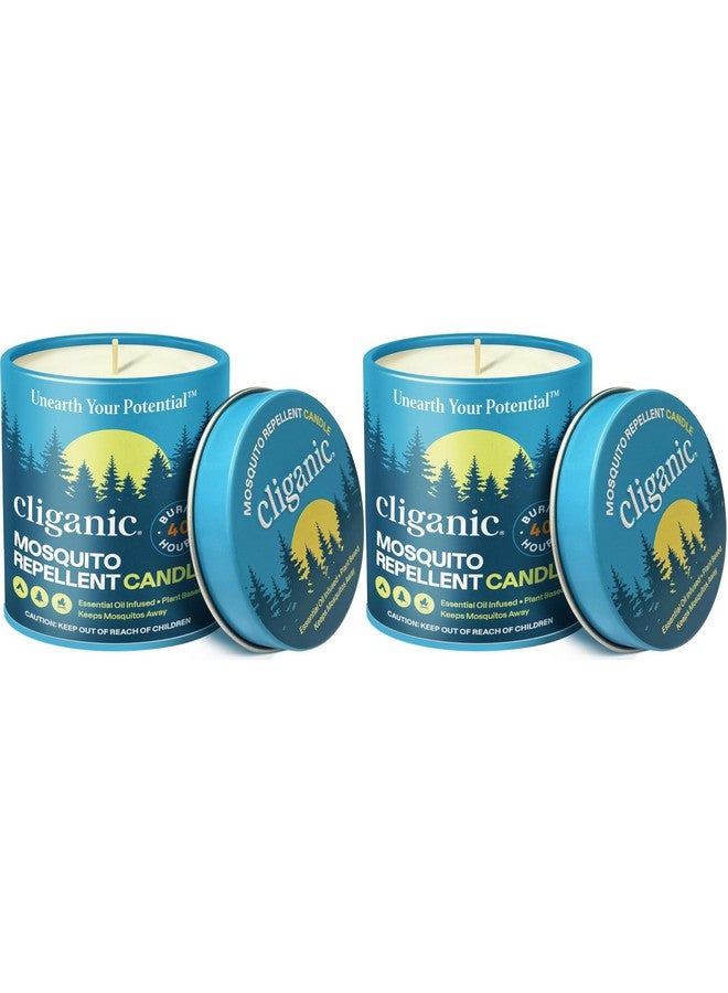 Cliganic Cliganic Natural Mosquito Repellent Candle (9oz, Pack of 2) | Citronella, DEET Free, Essential Oil Infused for Outdoor, Camping | Burns 40 Hours  - Image 1