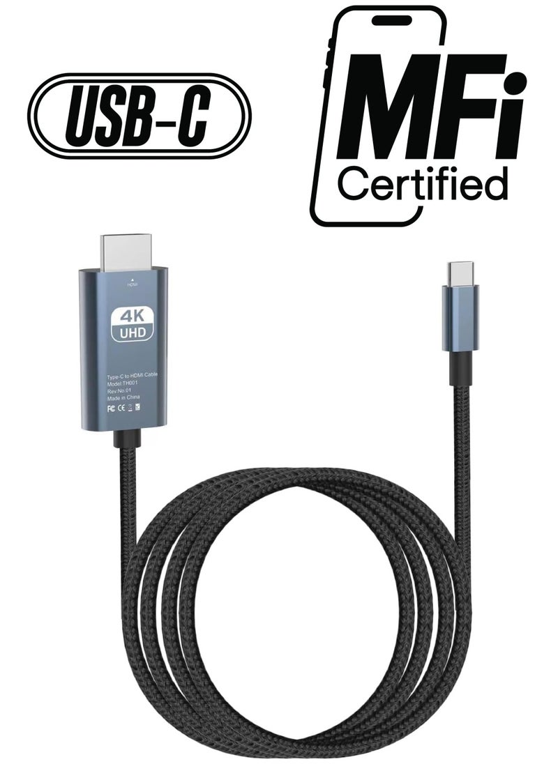 Rock Pow - [Apple MFi Certified] USB C to HDMI Adapter for iPhone 15 to TV  4K@60Hz USB 3.1 Type-C to HDMI for Home Office Thunderbolt 3/4 Compatible with MacBook Pro/Air Mobile Phone iPad Laptop Computer - Image 1