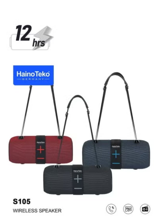 Haino Teko S105 Wireless Bluetooth Portable Speaker with Power Bank | Deep Bass | Long Battery Life | Hands-Free Calling | USB Charging | Compact Travel Speaker for Indoor & Outdoor Music – Black - Image 1