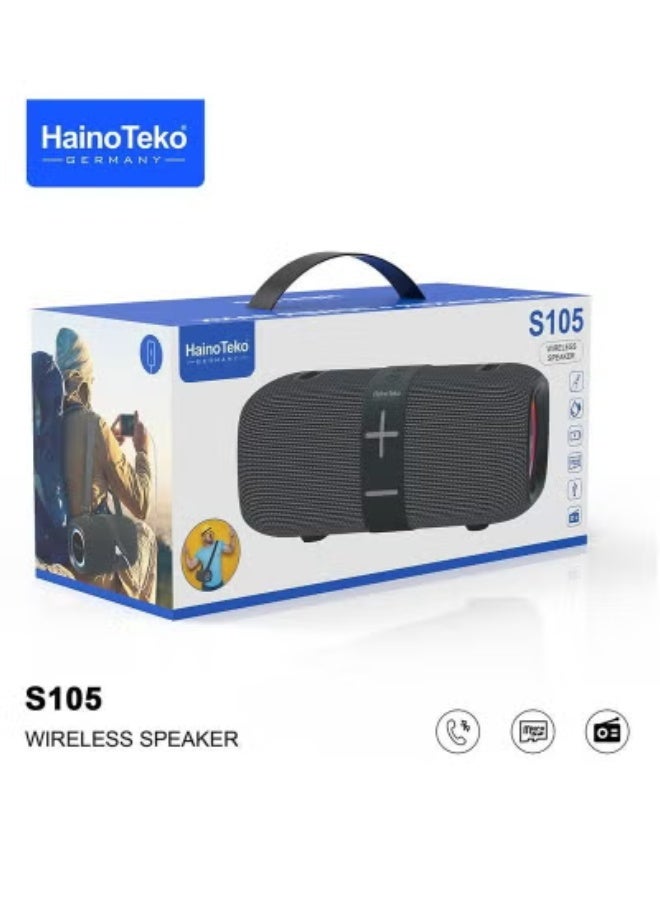 Haino Teko S105 Wireless Bluetooth Portable Speaker with Power Bank | Deep Bass | Long Battery Life | Hands-Free Calling | USB Charging | Compact Travel Speaker for Indoor & Outdoor Music – Black - Image 2