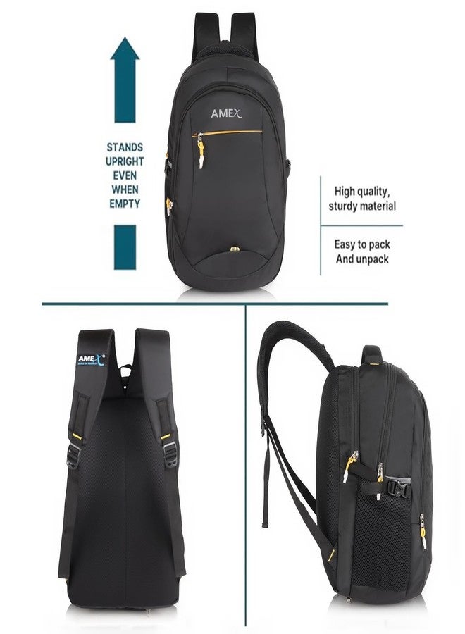 AMEX Laptop Backpack with Integrated Rain Cover | Water-Resistant Durable Design | Advanced Multi-Compartment Organization | Enhanced Ergonomic Comfort | Superior Laptop Protection (Black) - Image 4