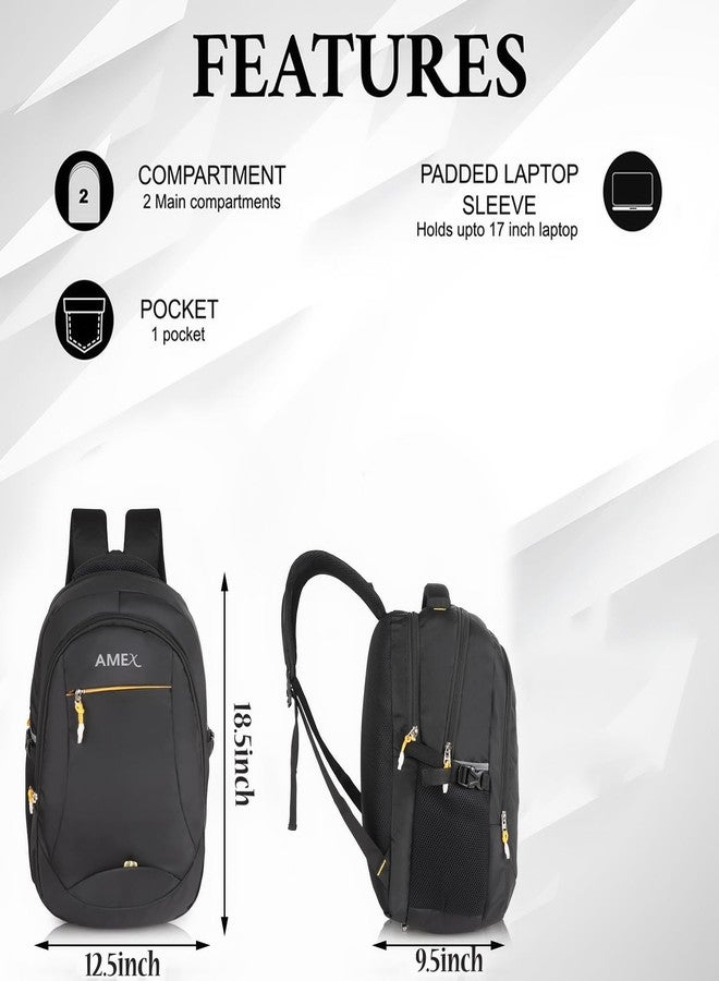 AMEX Laptop Backpack with Integrated Rain Cover | Water-Resistant Durable Design | Advanced Multi-Compartment Organization | Enhanced Ergonomic Comfort | Superior Laptop Protection (Black) - Image 5