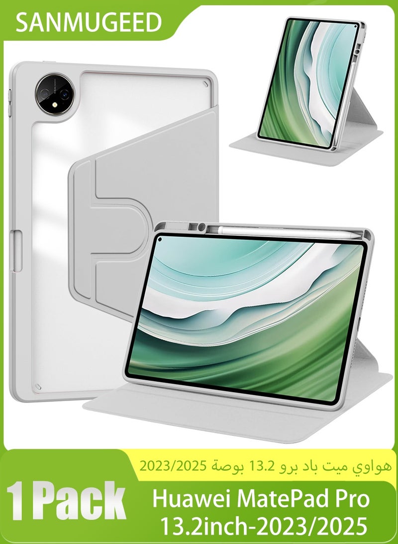 سانموجيد غطاء دوار من الأكريليك مناسب لجهاز Huawei MatePad Pro مقاس 13.2 بوصة 2023/2025 مع حامل قلم وغطاء خلفي شفاف - Image 1