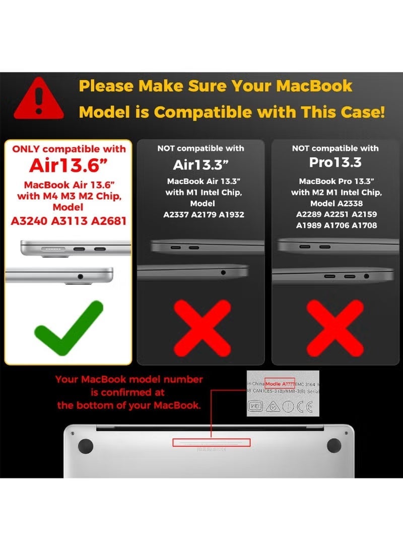 روك بو جراب متوافق مع جهاز ماك بوك اير الجديد 13.6 بوصة M4 A3240 M3 A3113 M2 A2681 مع Touch ID، إصدار 2025 2024 2022، غطاء بلاستيكي صلب لجهاز الكمبيوتر المحمول M2 M3 M4 Chip Air 13، ناعم لامع، شفاف للغاية - Image 2