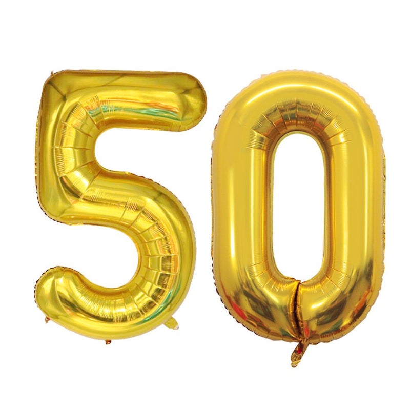 Goer Number 50 Balloons For 50Th Birthday Party Decorations 42 Inch Jumbo Foil Helium Balloons For 50Th Anniversary (Gold) - Image 1