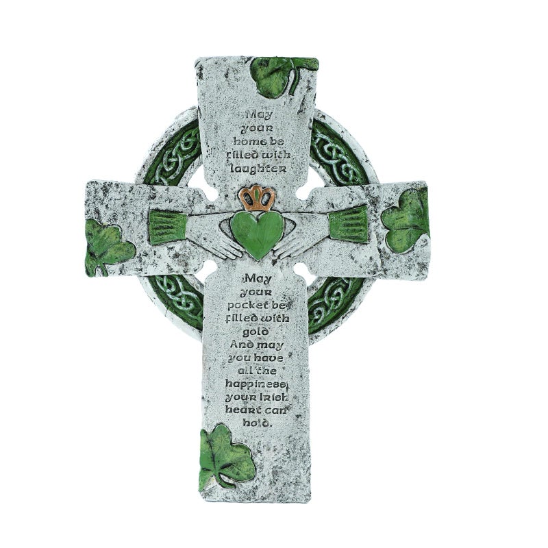 TALPGOD Celtic Cross Irish Blessing Wall Decor, Irish Wall Art for Home, Ireland Gifts, Catholic Cross, Green, 9.45 Inch x 7.48 Inch - Image 1