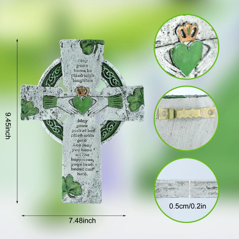 TALPGOD Celtic Cross Irish Blessing Wall Decor, Irish Wall Art for Home, Ireland Gifts, Catholic Cross, Green, 9.45 Inch x 7.48 Inch - Image 2