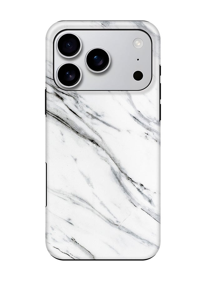 Stylizedd Tough Pro Magnetic Case for iPhone 17 Pro, Dual Layer hybrid PC + TPU Mobile Cover Matte - Marble Print Grey White