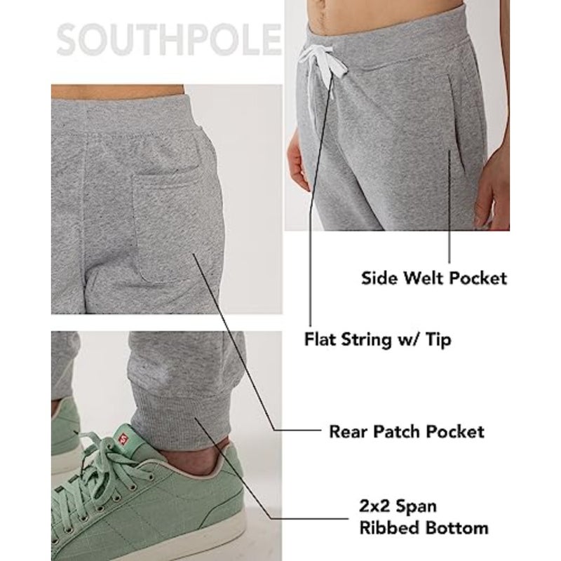 Southpole men's cargo pocket jogger pants sweatpants for casual wear, cotton blend fabric, black color, with functional pockets and relaxed fit - Image 3