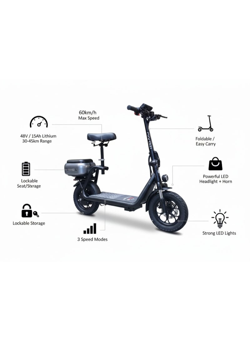 Scooter with basket and rear seat - Image 2