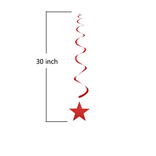 Adeer 30 Pack Patriotic Star Swirl Decorations, Red Blue Silver Foil Streamers for Ceiling, 4th of July Independence Day Graduation Party Supplies - Image 2