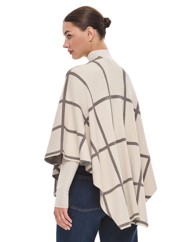 PULI Women's Shawl Wraps Poncho Ruana Cape Open Front Cardigan Sweater Evening Dress for Fall Winter Cream - Image 4