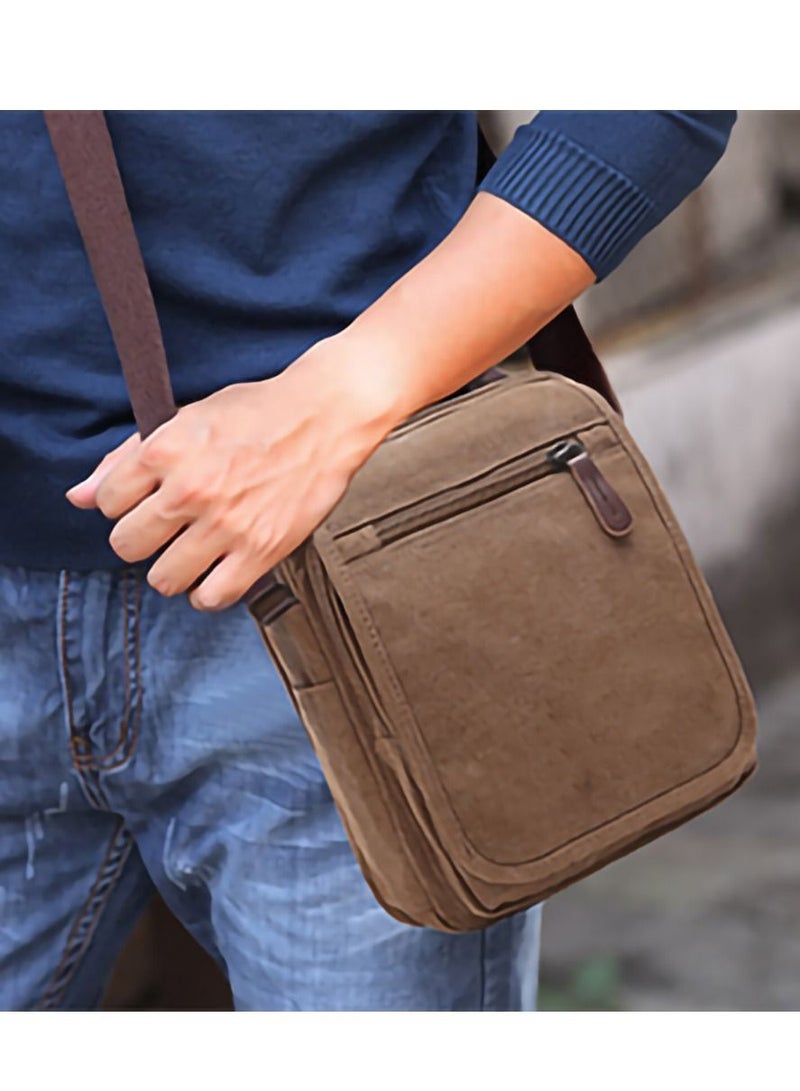 SYOSI Men's Multifunctional Canvas Shoulder Bag, Handbag Multi-Pockets Business Messenger Bags, Outdoor Sports Over Shoulder Crossbody Side Bag - Image 5
